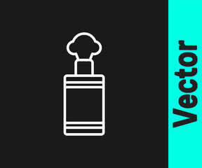 White line Hand grenade icon isolated on black background. Bomb explosion. Vector.