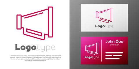 Logotype line Megaphone icon isolated on white background. Speaker sign. Logo design template element. Vector.