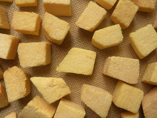 Diced cut yellow color raw fresh Elephant foot yam