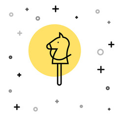 Black line Toy horse icon isolated on white background. Random dynamic shapes. Vector.