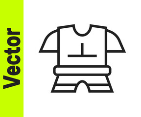 Black line Body armor icon isolated on white background. Vector.