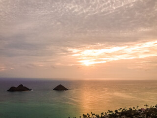 sunrise and sunsets hawaii beach kailua and lanikai beaches over the Pacific Ocean
