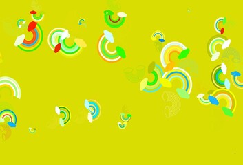 Light Multicolor vector backdrop with rainbows, clouds.