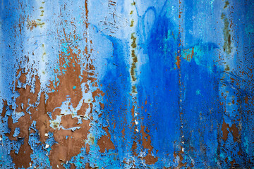 Blue painted metal with rust texture