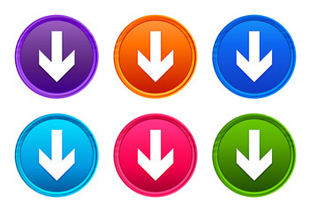 Download arrow icon luxury bright round button set 6 color vector