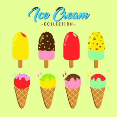 various flavor of ice cream vector design collection, can be use to make poster