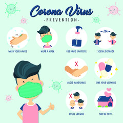 cute corona pandemic virus prevention info graphic vector design collection, can be use to make poster