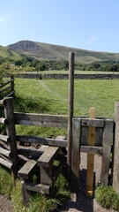 old wooden fence with hole for dogs