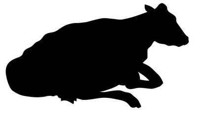 横から見た座った牛のシルエット