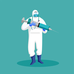 Doctor with big injection,