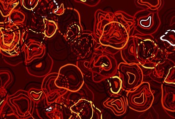 Light Red, Yellow vector pattern with curved lines.