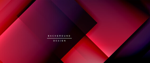 Square shapes composition, fluid gradient geometric abstract background. 3D shadow effects, modern design template