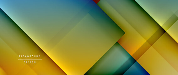 Square shapes composition, fluid gradient geometric abstract background. 3D shadow effects, modern design template