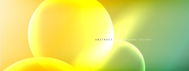 Vector abstract background liquid bubble circles on fluid gradient with shadows and light effects. Shiny design templates for text