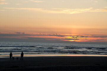 Sunset watchers near Westport Lighthouse State park