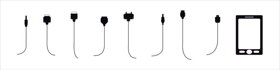 set of charger icon with various models. vector illustration