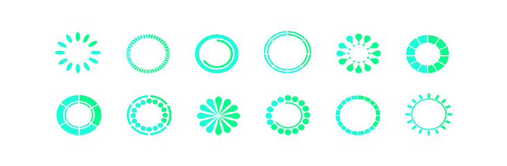 set of loading icons with various models. vector illustration