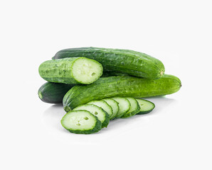 fresh cucumber (cucumis sativas) on a white,isolated
