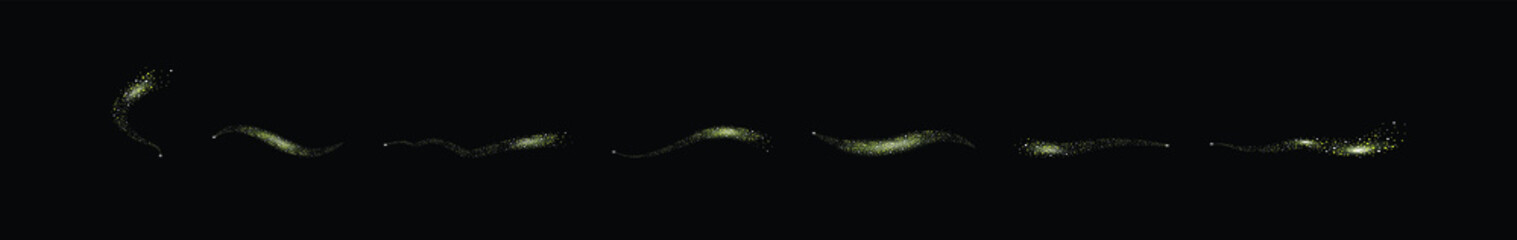 set of golden stardust with various models. vector illustration