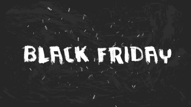 2d Animation motion graphics showing a watercolor of a brush stroke ink bleed with text "Black Friday" on white, black and green screen in HD 1080p high definition.
