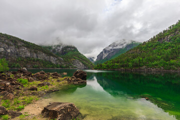 Fototapeta na wymiar lake in the mountains - Onilsavatnet, Tafjord mountains in Norway 2