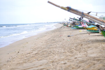 Fototapeta na wymiar Indian beach fishing work