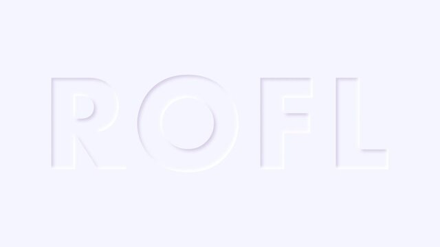 neumorphism button with the word "ROFL" turns on and off. 4к video animation