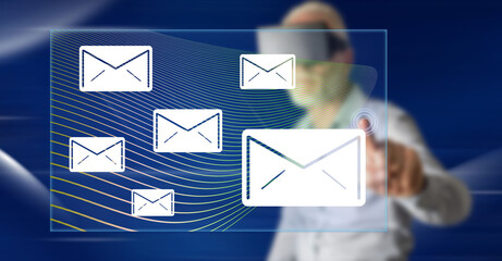 Man touching a message concept