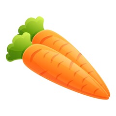 Farm carrots icon. Cartoon of farm carrots vector icon for web design isolated on white background