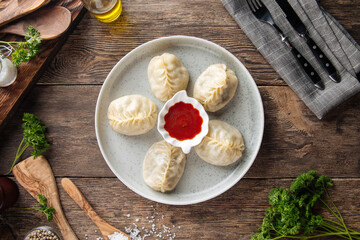 Traditional Central Asian dumplings manty 