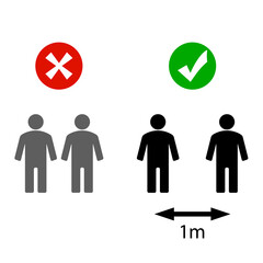 Keep social distance infographic. Vector coronavirus preventive