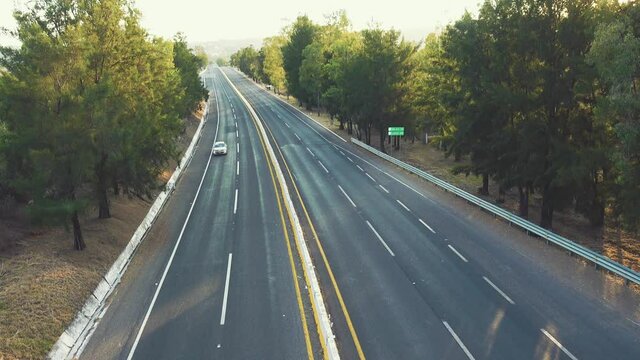 Empty highway lanes during the coronavirus pandemic lockdown, Mexico. 4k	