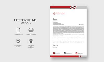 Abstract red business letterhead template design vector
