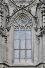 Large glass arch window of Constance Minster or Cathedral in Konstanz city in Germany