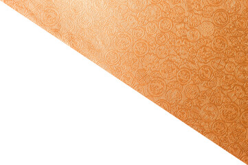 Shiny orange paper with Chinese style pattern on white background, card and presentation background