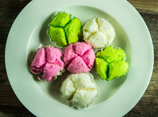 fluffy rice flour cake or Kanom Toy Fu, Thai dessert