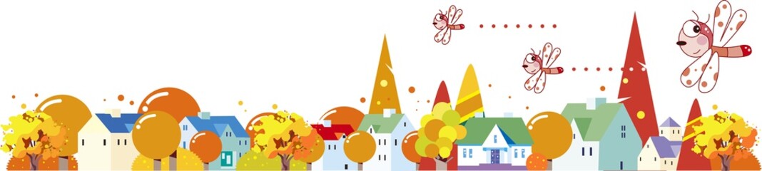 赤とんぼが飛ぶ秋の街並 © kawano