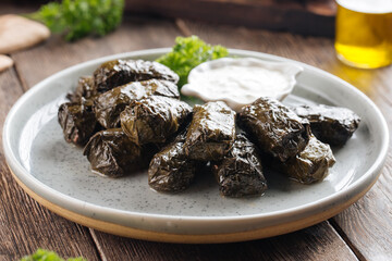 Georgian stuffed grape leaves dish dolma 