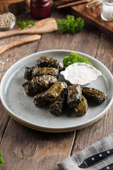Georgian stuffed grape leaves dish dolma 