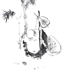布袋とカエル　Hotei and Frog