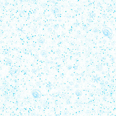 Hand Drawn blue Snowflakes Christmas Seamless Patt
