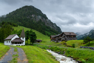 Fototapeta na wymiar The little mountain village Steg, Liechtenstein