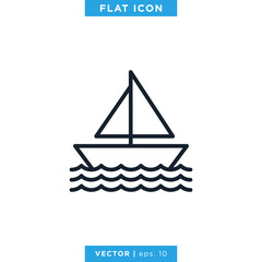 Sailboat Icon Vector Design Template.