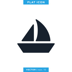 Sailboat Icon Vector Design Template.