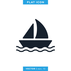Sailboat Icon Vector Design Template.