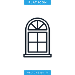 Window Icon Vector Logo Design Template. Editable Stroke