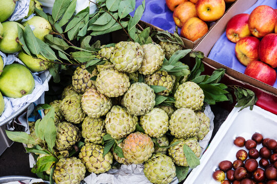 tropical fruits at the market on street