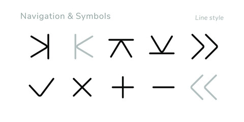 A set of nifty outline navigation and symbol icons for web or app interface and presentation projects