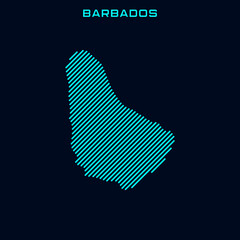 Barbados Striped Map Vector Design Template On Blue Background
