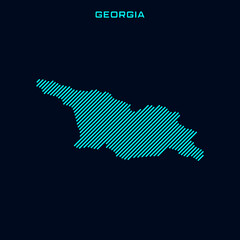 Georgia Striped Map Vector Design Template On Blue Background